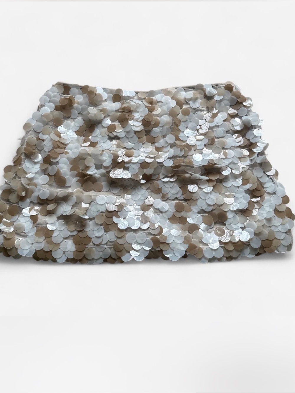 Sincerely Jules Champagne and Ivory Sequin Mini Skirt